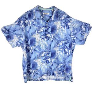 TOMMY BAHAMA Rayon Hawaiian Shirt Palm Leaves Print - Size XXL